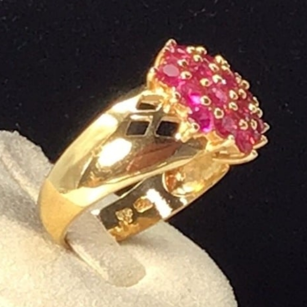 Ruby Ring Gold Plated Sterling Silver Ring - image 1